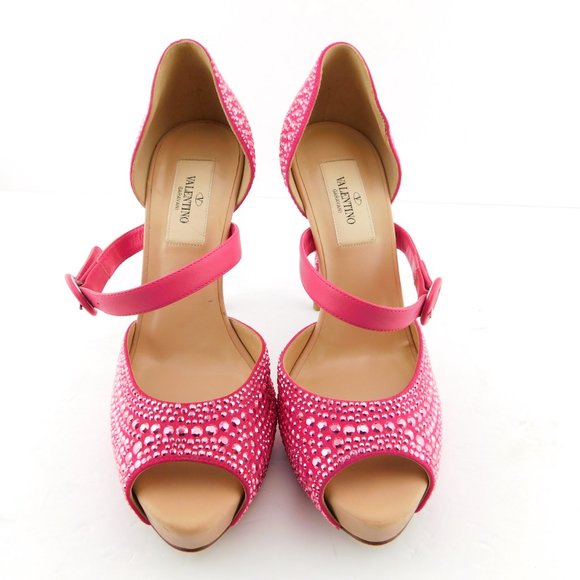 Unworn VALENTINO Pink Crystal Mary Jane Heel Pumps 36 - Picture 3 of 9